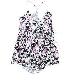 Adore Me Romper Womens Size 4X White Black Purple Floral Sleepwear Lounge Wear